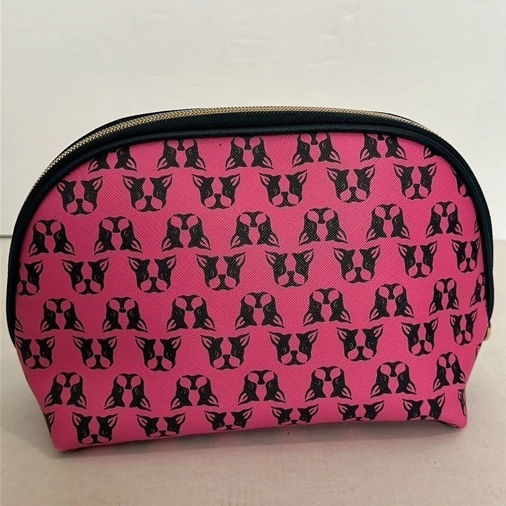 Dabney Lee Cosmetic Toiletries Travel French Bulldog/Boston Terrier Pink & Navy.